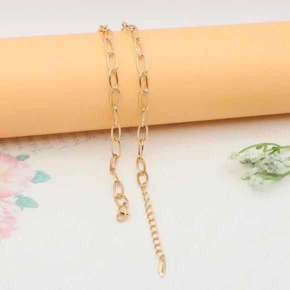 Chunky Oval Link Rose Gold Necklace with Round Center Pendant, XPNL0348 - Picture 12 of 13